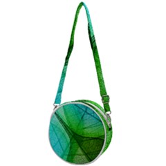 Sunlight Filtering Through Transparent Leaves Green Blue Crossbody Circle Bag by Ket1n9