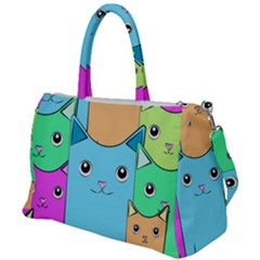 Cat Animals Cartoon Pattern Duffel Travel Bag by Cendanart