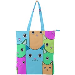 Cat Animals Cartoon Pattern Double Zip Up Tote Bag
