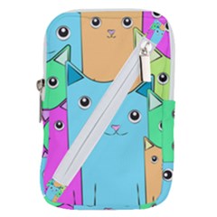 Cat Animals Cartoon Pattern Belt Pouch Bag (large) by Cendanart