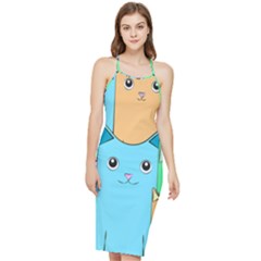 Cat Animals Cartoon Pattern Bodycon Cross Back Summer Dress