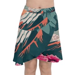 Mountain Landscape Sky Fuji Nature Chiffon Wrap Front Skirt by Cendanart