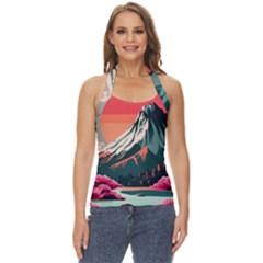 Mountain Landscape Sky Fuji Nature Basic Halter Top by Cendanart