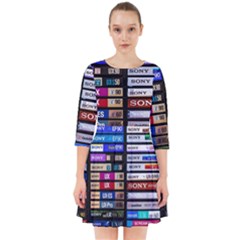 Vintage Cassette Music Old Record Retro Tape Smock Dress by Cendanart