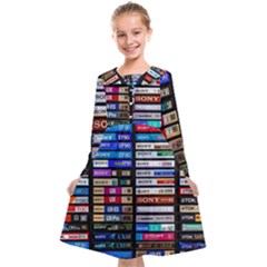 Vintage Cassette Music Old Record Retro Tape Kids  Midi Sailor Dress by Cendanart