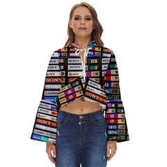 Vintage Cassette Music Old Record Retro Tape Boho Long Bell Sleeve Top