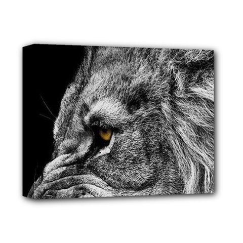 Angry Male Lion Roar Wild Animal Deluxe Canvas 14  X 11  (stretched) by Cendanart