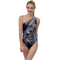 Angry Male Lion Roar Wild Animal To One Side Swimsuit