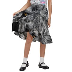Angry Male Lion Roar Wild Animal Kids  Ruffle Flared Wrap Midi Skirt