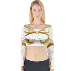 Simulated Gold Leaf Gilded Butterfly Long Sleeve Crop Top by essentialimage