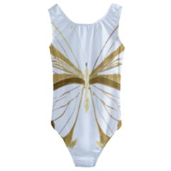 Simulated Gold Leaf Gilded Butterfly Kids  Cut-out Back One Piece Swimsuit by essentialimage
