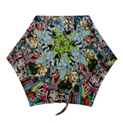 Vintage Horror Collage Pattern Mini Folding Umbrellas by Ket1n9