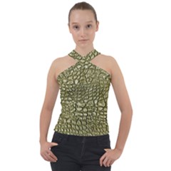 Aligator Skin Cross Neck Velour Top by Ket1n9