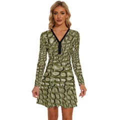 Aligator Skin Long Sleeve Deep V Mini Dress  by Ket1n9