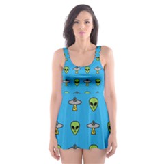 Alien Pattern Skater Dress Swimsuit by Ket1n9