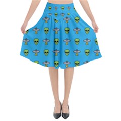 Alien Pattern Flared Midi Skirt by Ket1n9