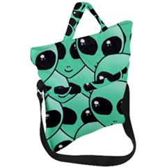 Art Alien Pattern Fold Over Handle Tote Bag by Ket1n9