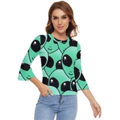 Art Alien Pattern Bell Sleeve Top