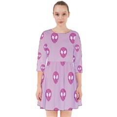 Alien Pattern Pink Smock Dress by Ket1n9