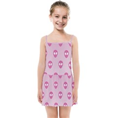 Alien Pattern Pink Kids  Summer Sun Dress by Ket1n9