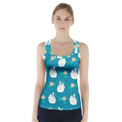 Elegant Swan Pattern With Water Lily Flowers Racer Back Sports Top by Ket1n9