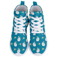 Elegant Swan Pattern With Water Lily Flowers Women s Lightweight High Top Sneakers