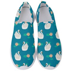 Elegant Swan Pattern With Water Lily Flowers Men s Slip On Sneakers by Ket1n9