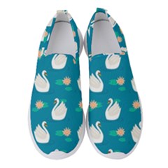 Elegant Swan Pattern With Water Lily Flowers Women s Slip On Sneakers by Ket1n9