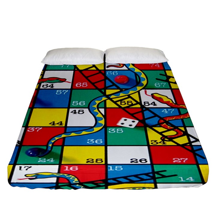 Snakes And Ladders Fitted Sheet (King Size)