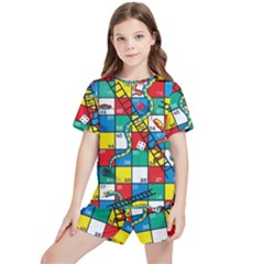 Snakes And Ladders Kids  T-shirt And Sports Shorts Set by Ket1n9