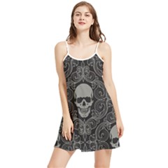 Dark Horror Skulls Pattern Summer Frill Dress by Ket1n9