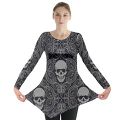 Dark Horror Skulls Pattern Long Sleeve Tunic  by Ket1n9
