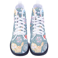 Cute Cat Background Pattern Men s High-top Canvas Sneakers by Ket1n9