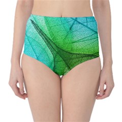 Sunlight Filtering Through Transparent Leaves Green Blue Classic High-waist Bikini Bottoms by Ket1n9