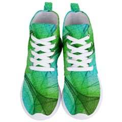 Sunlight Filtering Through Transparent Leaves Green Blue Women s Lightweight High Top Sneakers