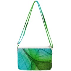 Sunlight Filtering Through Transparent Leaves Green Blue Double Gusset Crossbody Bag by Ket1n9