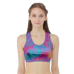 Abstract Fantastic Ractal Gradient Sports Bra With Border by Ket1n9