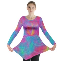 Abstract Fantastic Ractal Gradient Long Sleeve Tunic  by Ket1n9