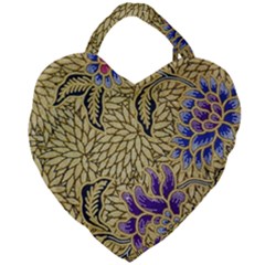 Traditional Art Batik Pattern Giant Heart Shaped Tote by Ket1n9