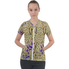 Traditional Art Batik Pattern Short Sleeve Zip Up Jacket by Ket1n9