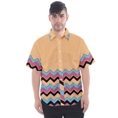 Chevrons Patterns Colorful Stripes Men s Short Sleeve Shirt