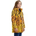 Yellow Chevron Zigzag Pattern Kids  Hooded Longline Puffer Jacket View2