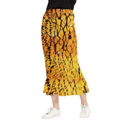 Yellow Chevron Zigzag Pattern Maxi Fishtail Chiffon Skirt by Ket1n9