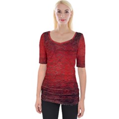 Red Grunge Texture Black Gradient Wide Neckline T-shirt