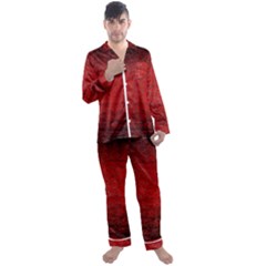 Red Grunge Texture Black Gradient Men s Long Sleeve Satin Pajamas Set by Ket1n9