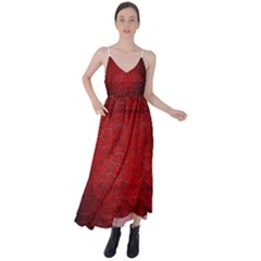 Red Grunge Texture Black Gradient Tie Back Maxi Dress by Ket1n9