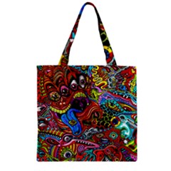 Art Color Dark Detail Monsters Psychedelic Zipper Grocery Tote Bag by Ket1n9