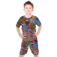 Art Color Dark Detail Monsters Psychedelic Kids  T-shirt And Shorts Set by Ket1n9