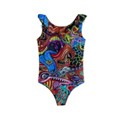 Art Color Dark Detail Monsters Psychedelic Kids  Frill Swimsuit by Ket1n9