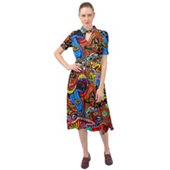 Art Color Dark Detail Monsters Psychedelic Keyhole Neckline Chiffon Dress by Ket1n9